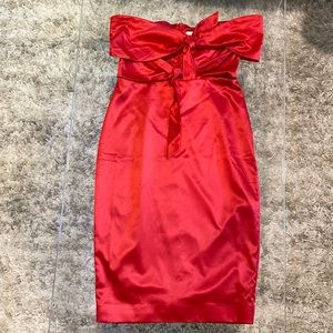 Meshki Satin Tie Front Red Dress